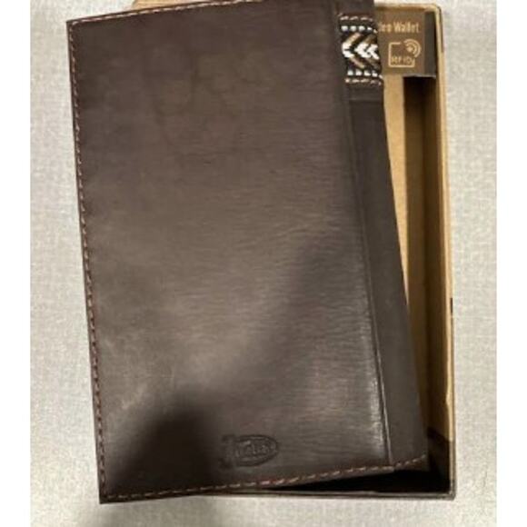 NEW Justin Low Profile Brown Genuine Leather RFID Rodeo Wallet - Picture 3 of 4